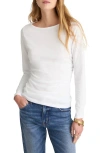 Madewell Ruched Crewneck Long-sleeve Tee In White