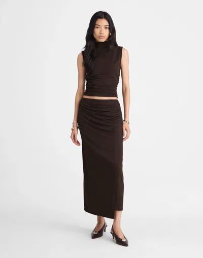 Madewell Ruched Maxi Skirt In Brown