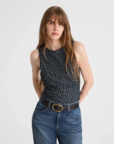 Madewell Ruched Mesh Top In Black