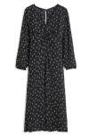 Madewell Ruched Midi Dress In True Black