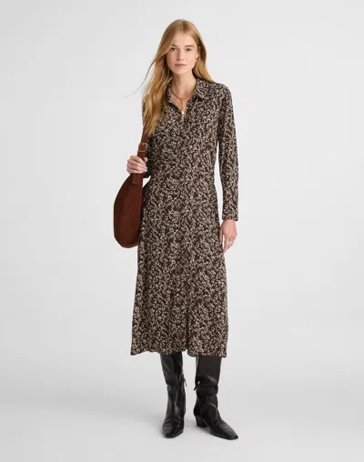 Madewell Ruched Midi Shirtdress In Animal Print