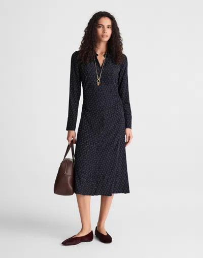 Madewell Ruched Midi Shirtdress In Black