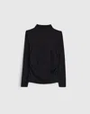 Madewell Ruched Mockneck Long-sleeve Top In Black
