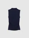 Madewell Ruched Mockneck Tank In Blue