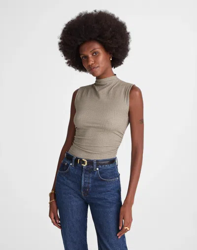 Madewell Ruched Mockneck Tank In Brown