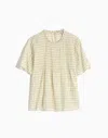 Madewell Ruffle Collar Windowpane Pintuck Top In Ivory In Multi