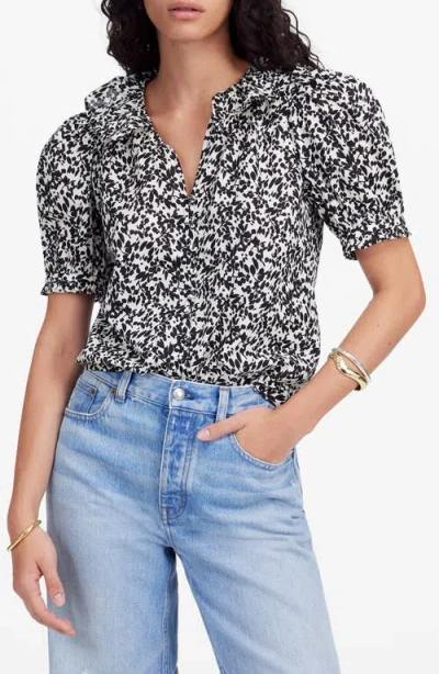Madewell Ruffle Floral Button Front Top In Multi