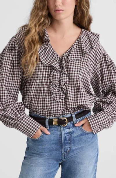 Madewell Ruffle Pintuck Long Sleeve Top In Multi