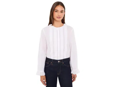 Madewell Ruffled Pintuck High-neck Top In White