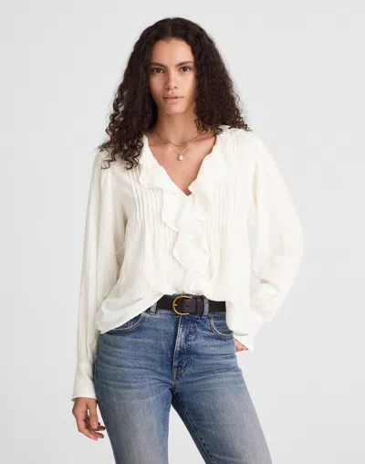 Madewell Ruffled Pintuck Top In White
