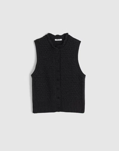 Madewell Ruffled Sleeveless Cardigan Top In Black