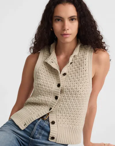 Madewell Ruffled Sleeveless Cardigan Top In Neutral
