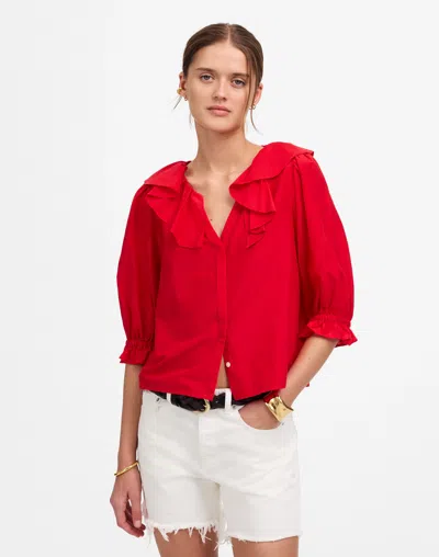 Madewell Ruffled Y-neck Top
