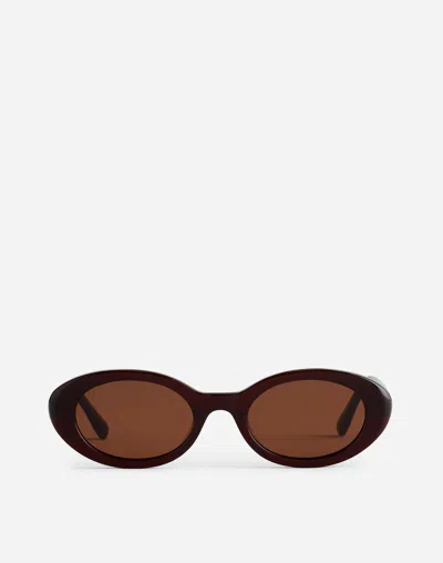 Madewell Russell Oval Sunglasses In Dark Carob
