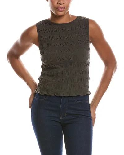 Madewell Sachi Smocked Linen-blend Tank In Gray
