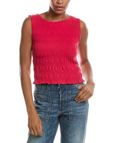 Madewell Sachi Smocked Linen-blend Tank In Red