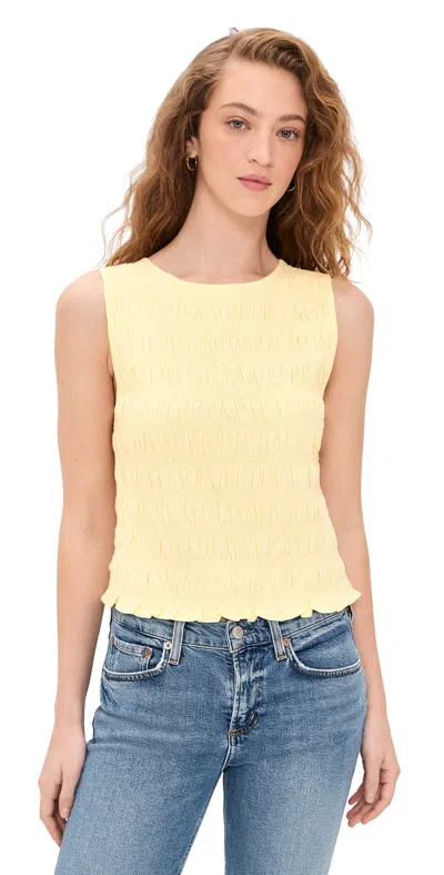 Madewell Sachi Smocked Tank Sheer Pineapple In Yellow