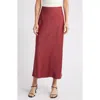 Madewell Satin Maxi Slip Skirt In Claret