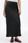 Madewell Satin Maxi Slip Skirt In Luxury Forest
