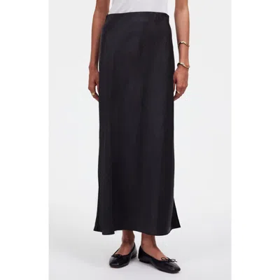 Madewell Satin Maxi Slip Skirt In True Black