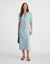 Madewell Satin Midi Slip Skirt In Blue