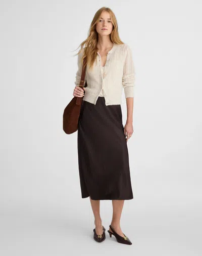 Madewell Satin Midi Slip Skirt In Gold