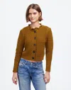 Madewell Scalloped Merino Wool-blend Cardigan In Amber Olive