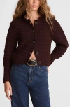 Madewell Scalloped Merino Wool Blend Cardigan Damson In Brown