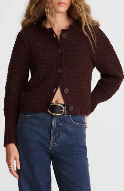 Madewell Scalloped Merino Wool Blend Cardigan In Damnsen