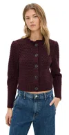 Madewell Scalloped Merino Wool Blend Cardigan Damson In Purple