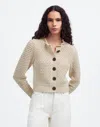 Madewell Scalloped Merino Wool-blend Cardigan In Hthr Oat