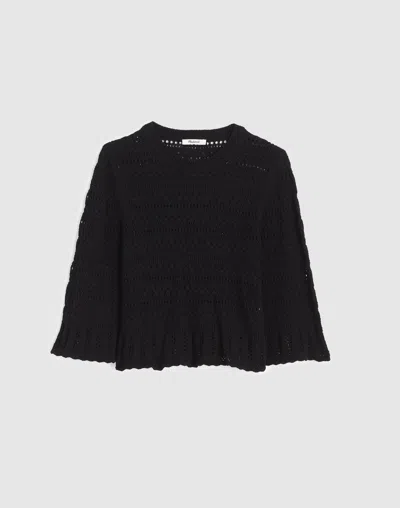 Madewell Scalloped-trim Sweater Tee In Black