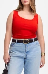 Madewell Scoop Neck Regenerative Cotton Rib Tank In Red
