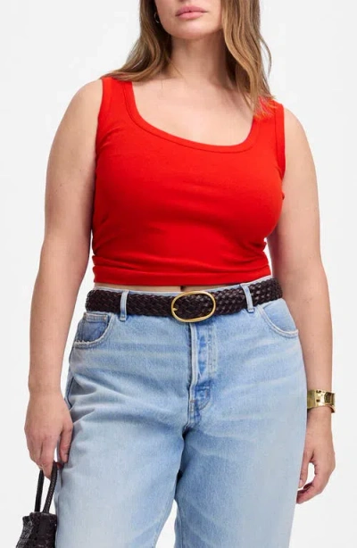 Madewell Scoop Neck Regenerative Cotton Rib Tank In Red