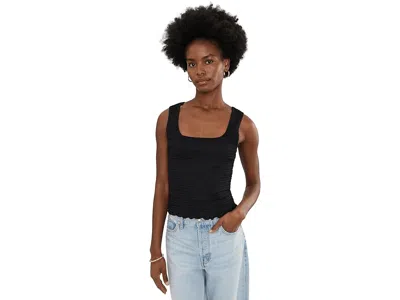 Madewell Scoop Neck Smocked Tank Women's Clothing Jet Black: Sm (women's 2-4)