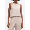 Madewell Pleated Linen Sleeveless Shell Top In Miso