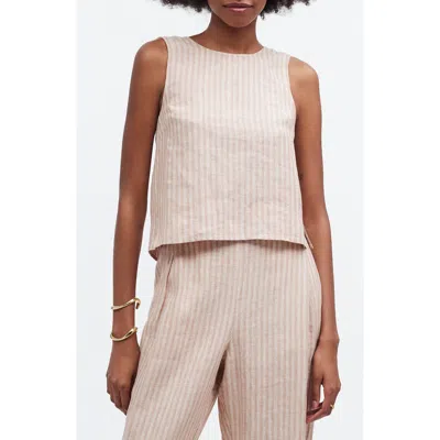 MADEWELL MADEWELL SCOOP NECK TIE BACK LINEN TANK