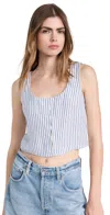 MADEWELL SCOOPNECK CROP TANK IN STRIPE 100% LINEN STRIPE BLUESTONE