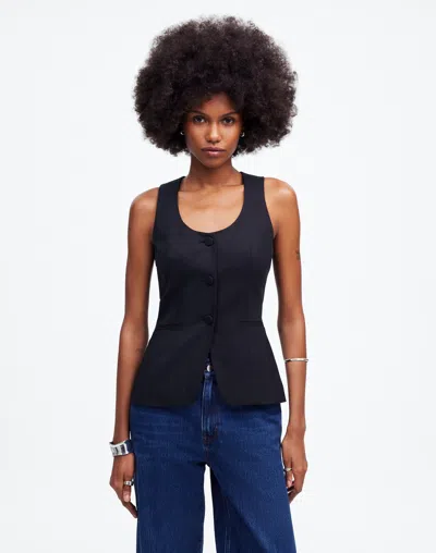 Madewell Scoopneck Cutaway Vest In True Black