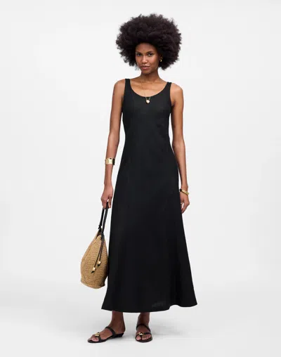 Madewell Scoopneck Sleeveless Midi Dress In Jet Black