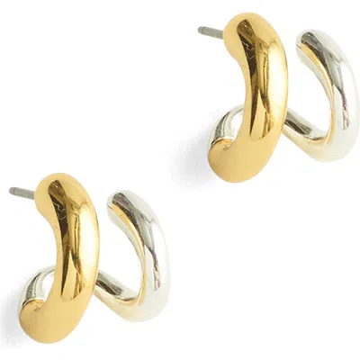 Madewell Mixed-metal Sculptural Double-hoop Earrings In Multi