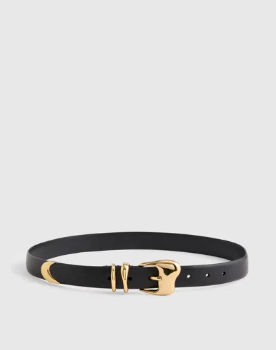 Madewell Sculpted Wavy-buckle Belt In Black