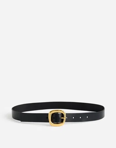 Madewell Sculptural Buckle Leather Belt In True Black