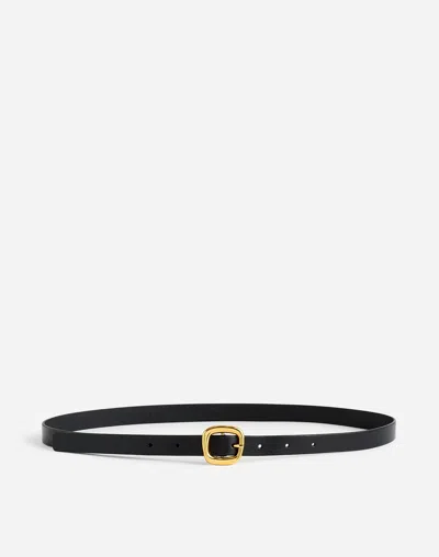 Madewell Sculptural Buckle Leather Skinny Belt In True Black