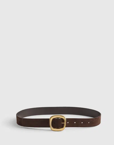 Madewell Sculptural Buckle Suede Belt In Brown