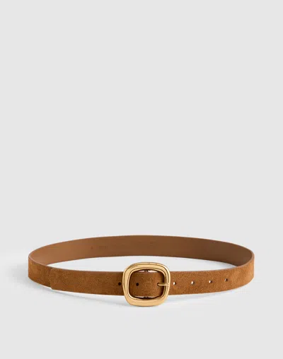 Madewell Sculptural Buckle Suede Belt In Brown
