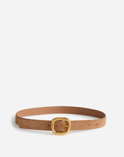 Madewell Puffed-buckle Suede Belt In Cumin