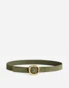 Madewell Sculptural Buckle Suede Belt In Highland Green