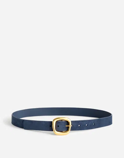 Madewell Sculptural Buckle Suede Belt In Nighttime