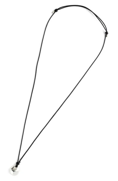 Madewell Sculptural Pendant Leather Necklace In Black